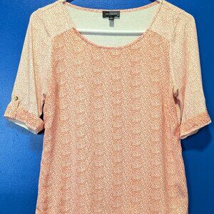 The Limited Statement Classy Coral & White w/ Hearts Shirt Small